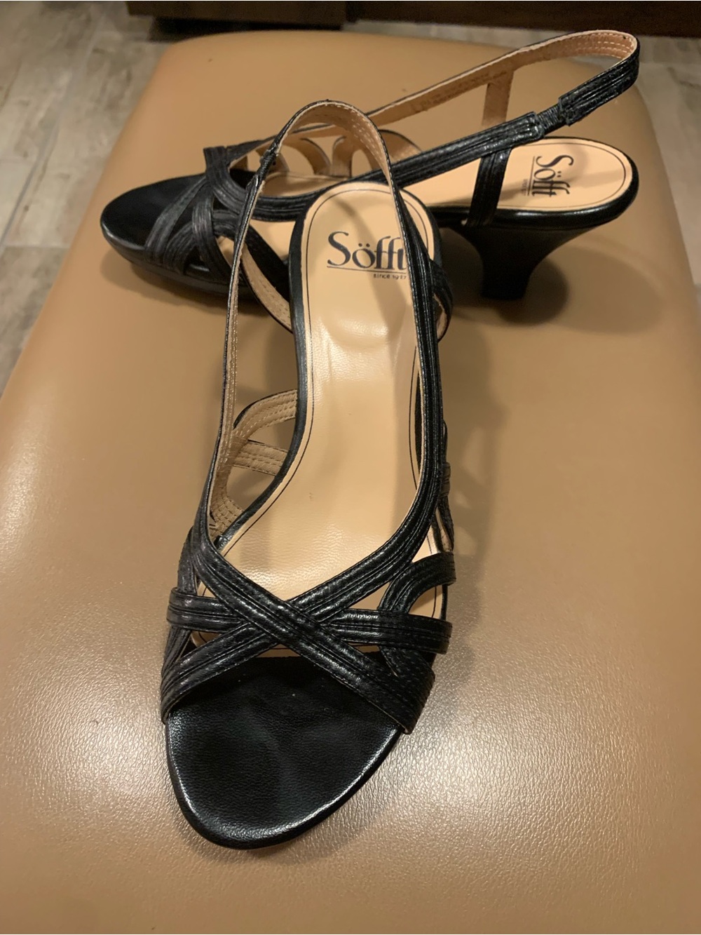 Söfft Black Strappy Slingback Sandals